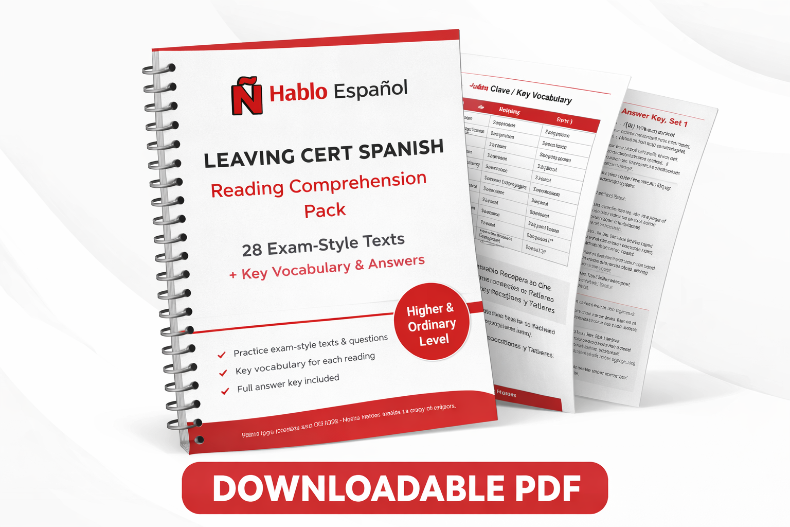 Leaving Cert Spanish Reading Comprehension – 28 Exam-Style Texts with Vocabulary & Answer Key
